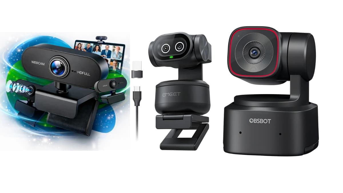 Webcam 4K profissional para reuniões e streaming
